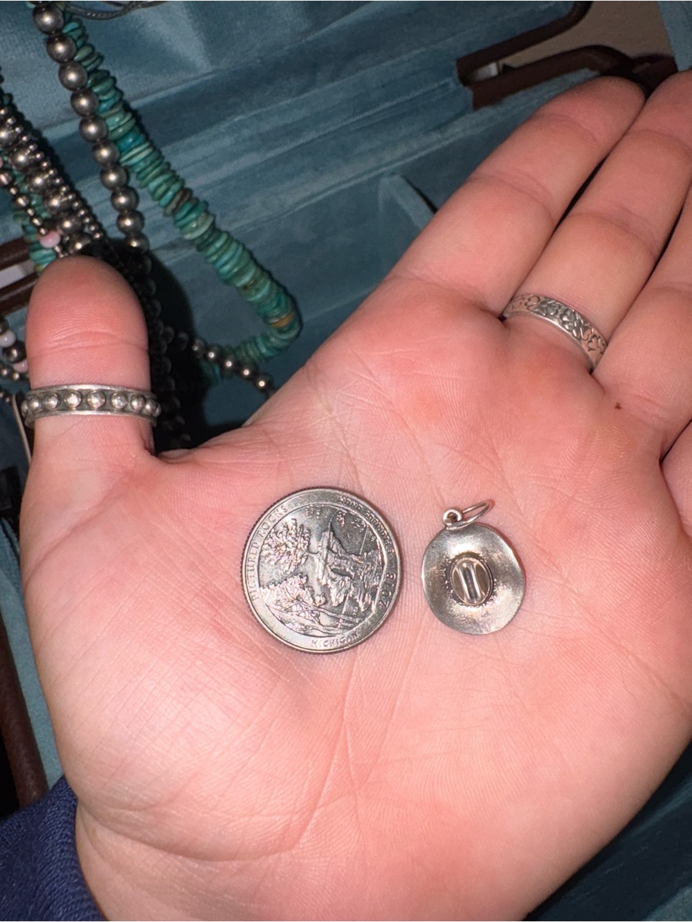 Sterling Silver Cowboy Hat Charm Pendant - Silver
